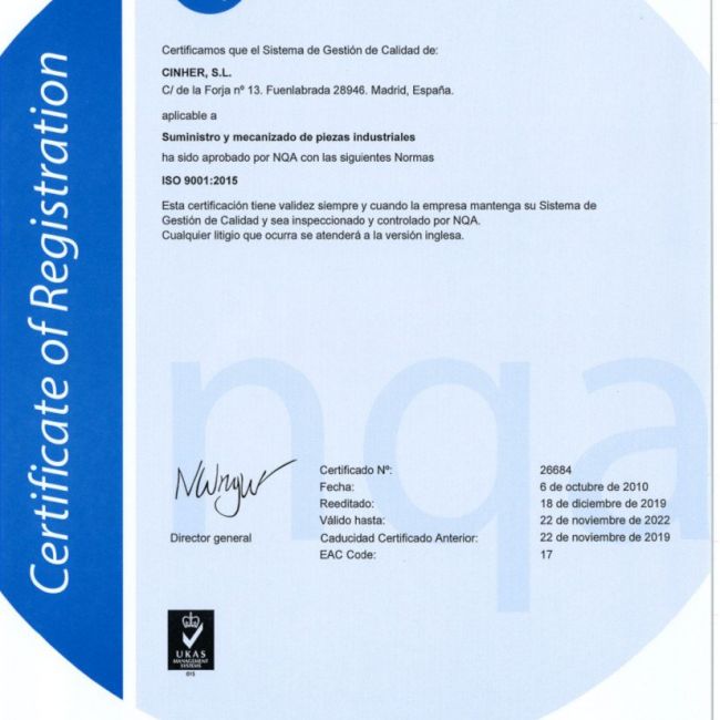 Certificado ISO 9001:2015