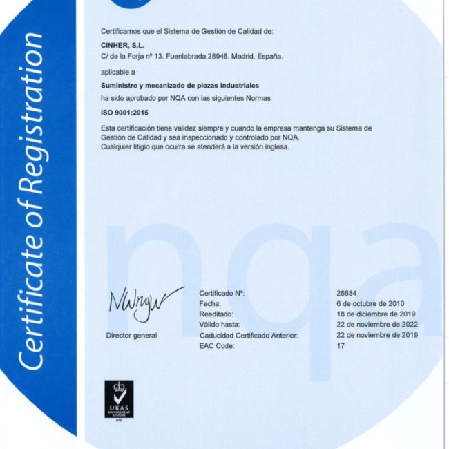 Certificado ISO 9001:2015